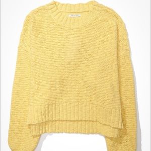 AE Slouchy Crew Neck Long Sleeve Crop Sweater, med